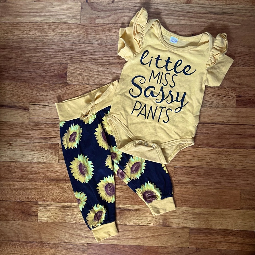 Baby Girl Sunflower 2pc Outfit